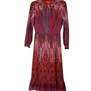 Vintage Sora Couture Design Dress  Vibrant Patterned Long Sleeve